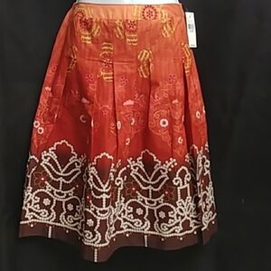 Vintage Elegant Orange And Brown Skirt